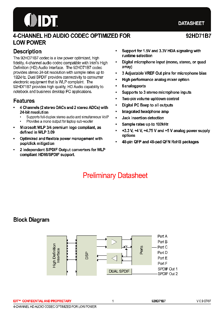 92HD71B5_4176262.PDF Datasheet