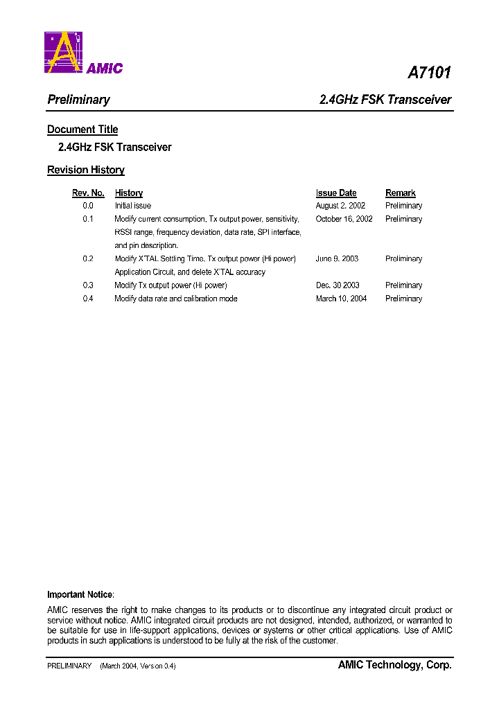 A7101_4304365.PDF Datasheet