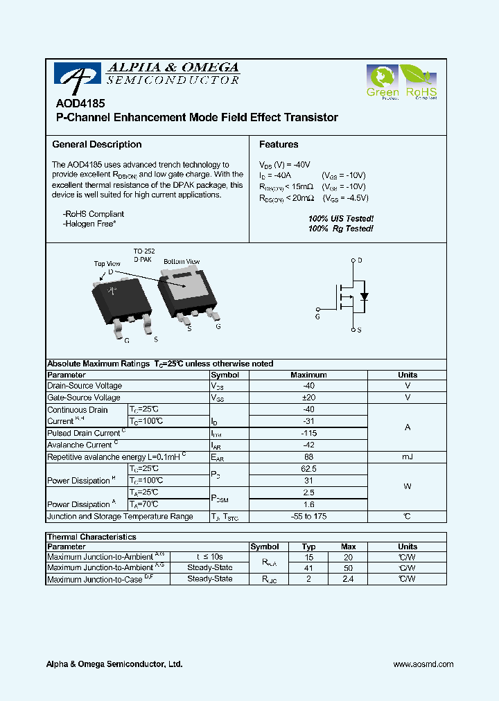 AOD4185_4621095.PDF Datasheet