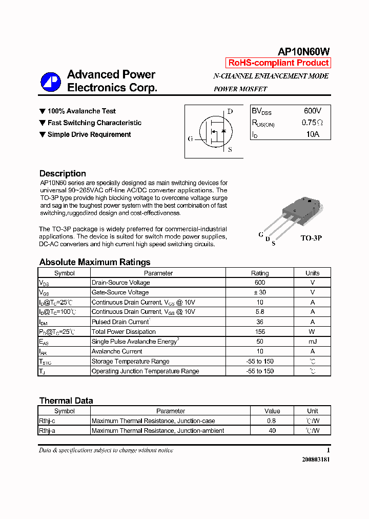 AP10N60W_4277862.PDF Datasheet