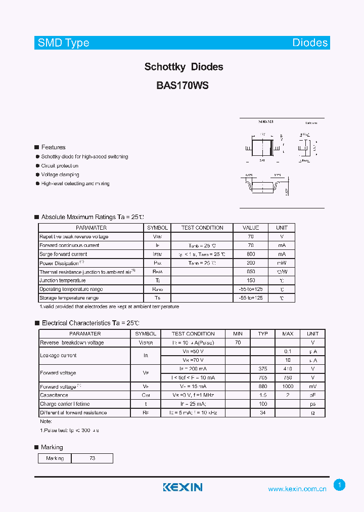 BAS170WS_4301340.PDF Datasheet