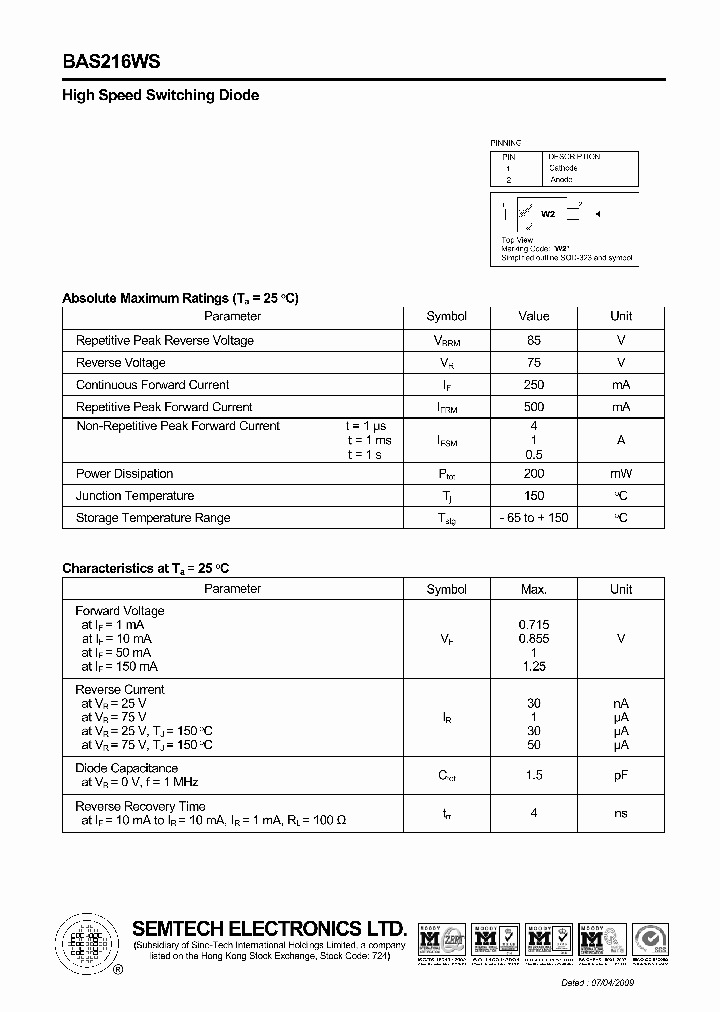 BAS216WS_4555257.PDF Datasheet