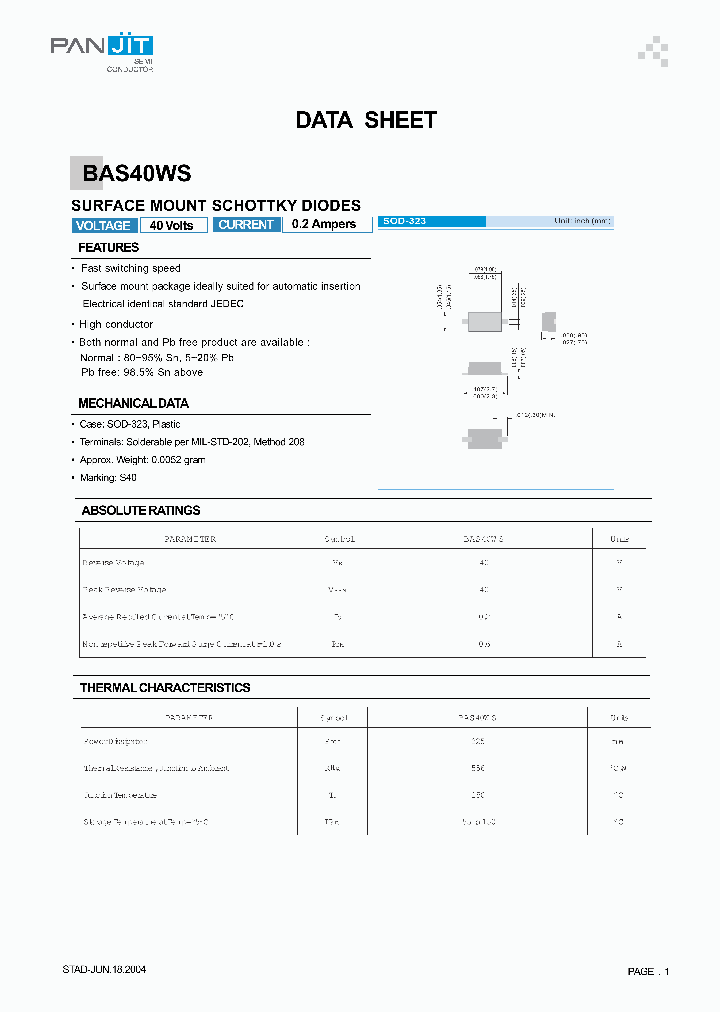 BAS40WS_4417516.PDF Datasheet