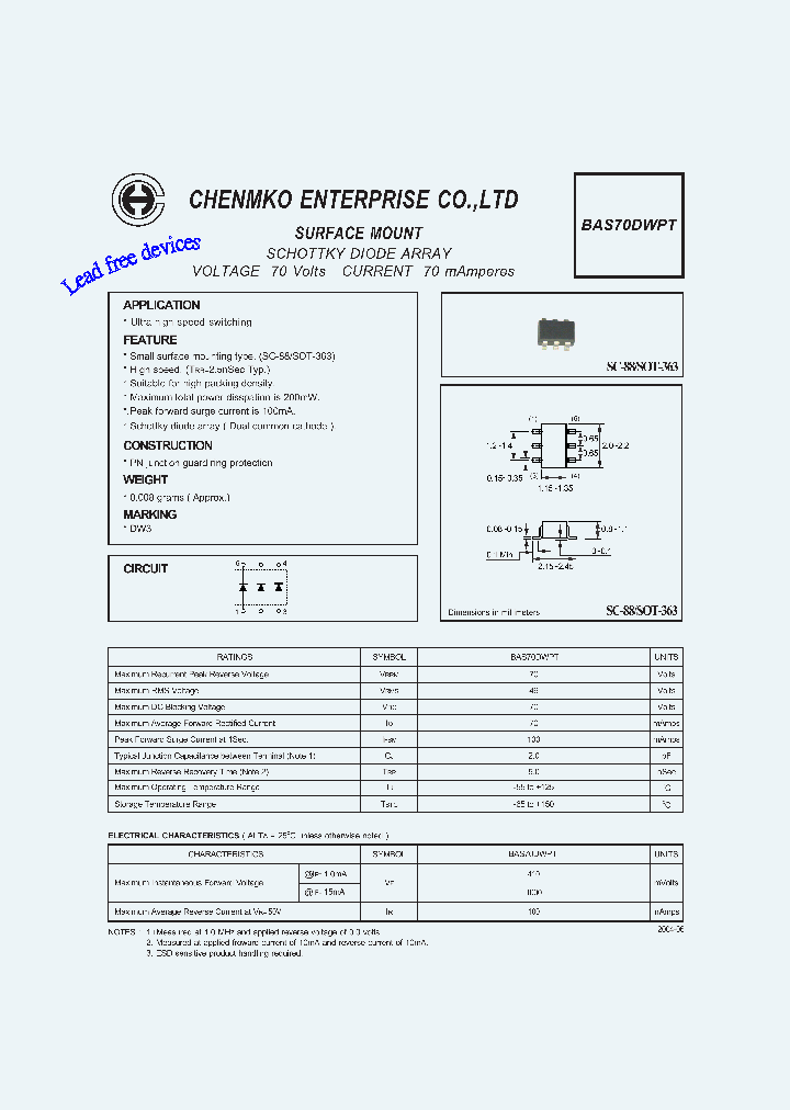 BAS70DWPT_4633613.PDF Datasheet