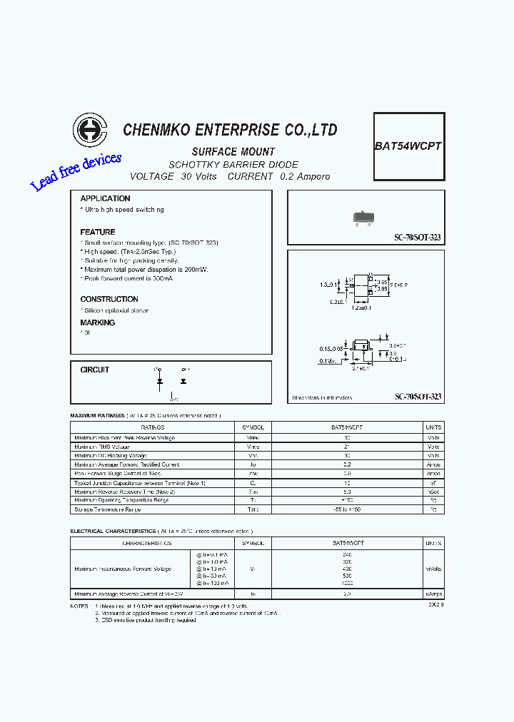 BAT54WCPT_4517379.PDF Datasheet