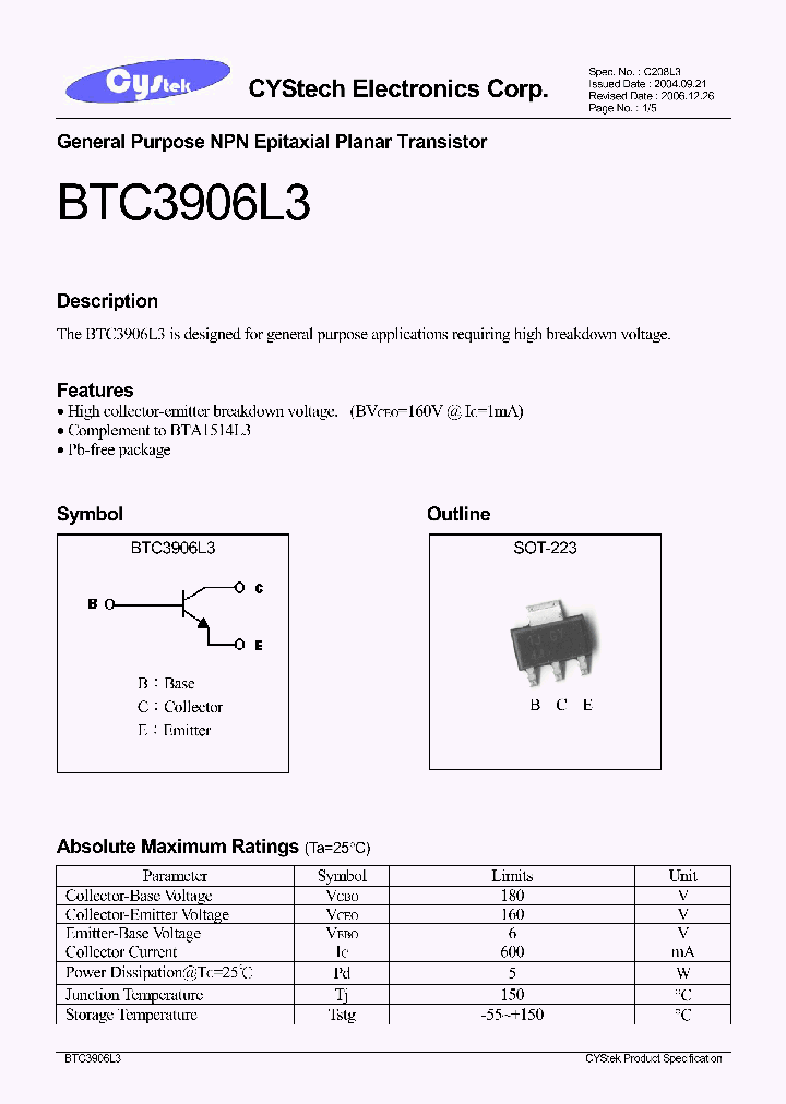 BTC3906L306_4654631.PDF Datasheet