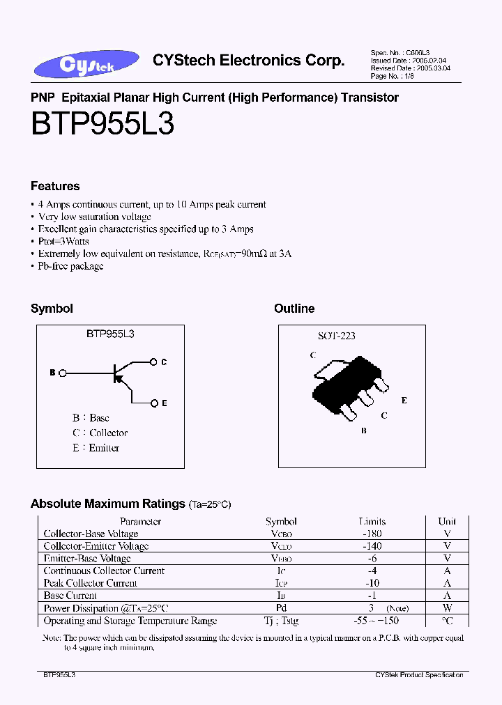 BTP955L3_4273769.PDF Datasheet