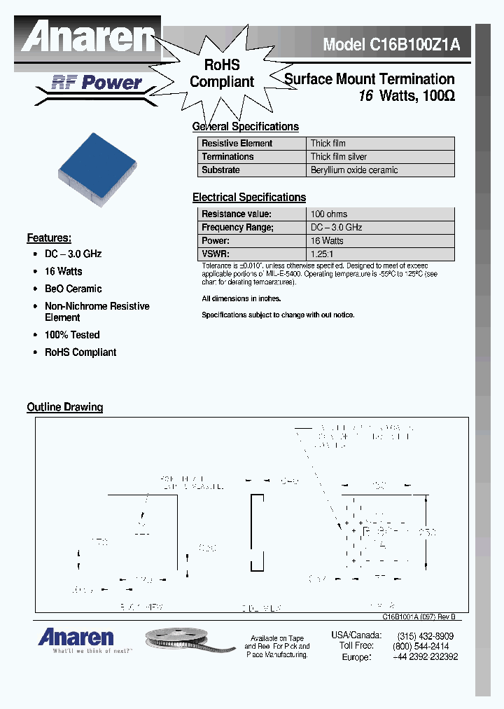 C16B100Z1A_4350573.PDF Datasheet