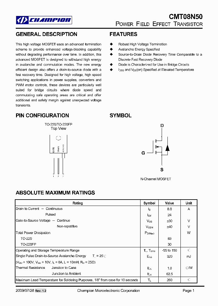 CMT08N50_4511114.PDF Datasheet