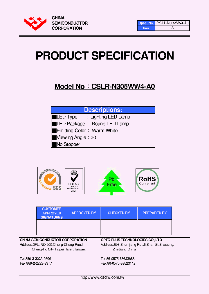 CSLR-N305WW4-A0_4438625.PDF Datasheet