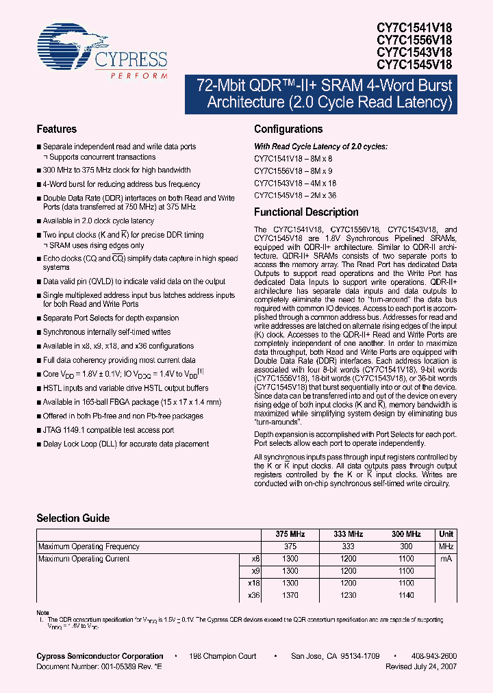 CY7C1543V18_4780172.PDF Datasheet