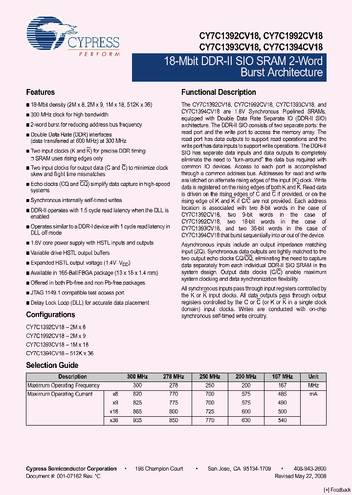 CY7C1992CV18-200BZC_4487405.PDF Datasheet