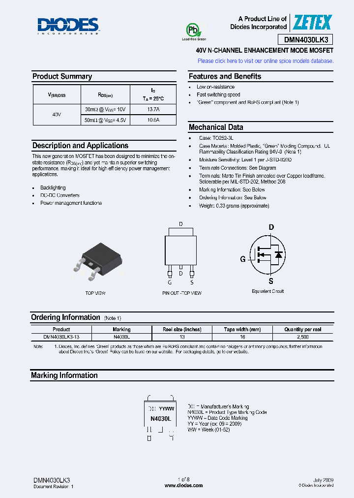 DMN4030LK3_4463242.PDF Datasheet