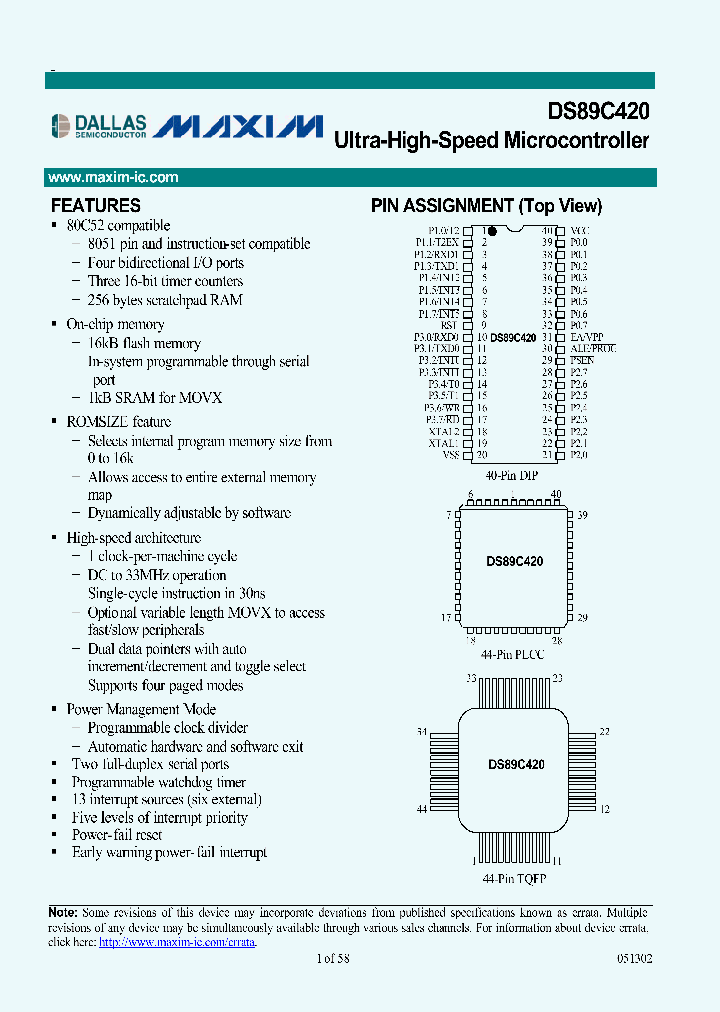 DS89C420-ECL_4845956.PDF Datasheet