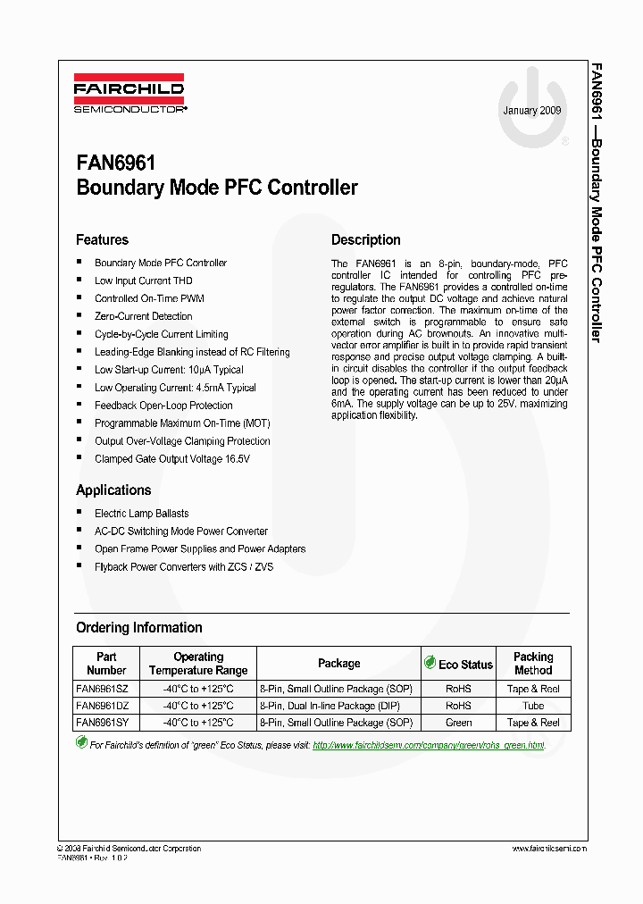 FAN6961_4370963.PDF Datasheet