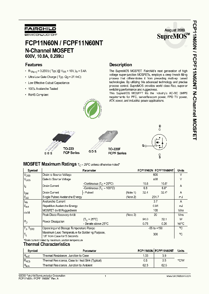 FCPF11N60NT_4592523.PDF Datasheet