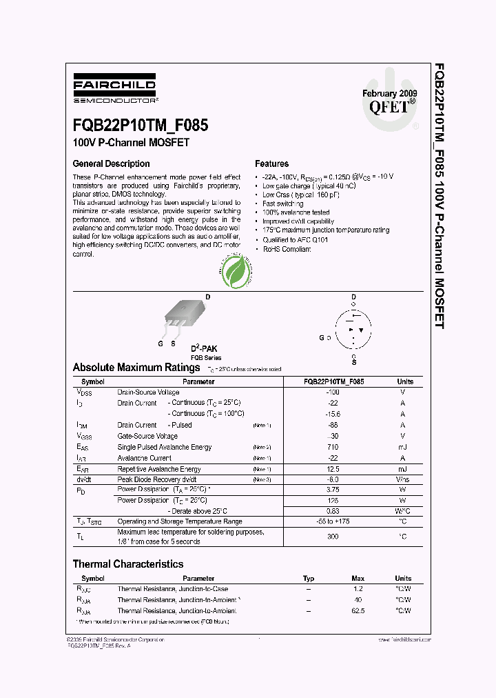 FQB22P10TMF085_4877253.PDF Datasheet