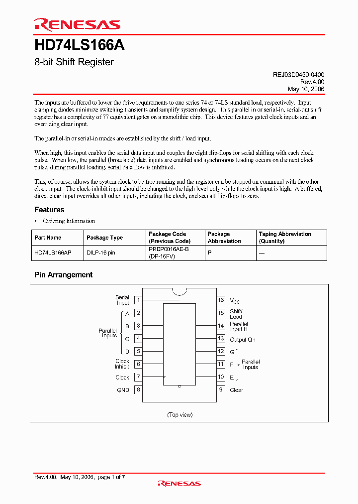 HD74LS166AP_4321420.PDF Datasheet