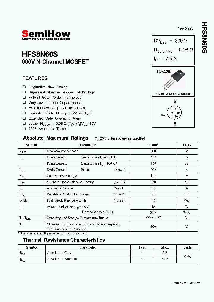 HFS8N60S_4704903.PDF Datasheet