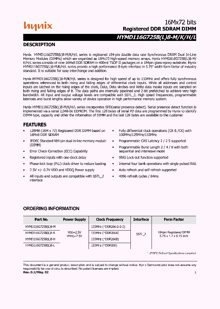 HYMD116G725B8-H_4853645.PDF Datasheet