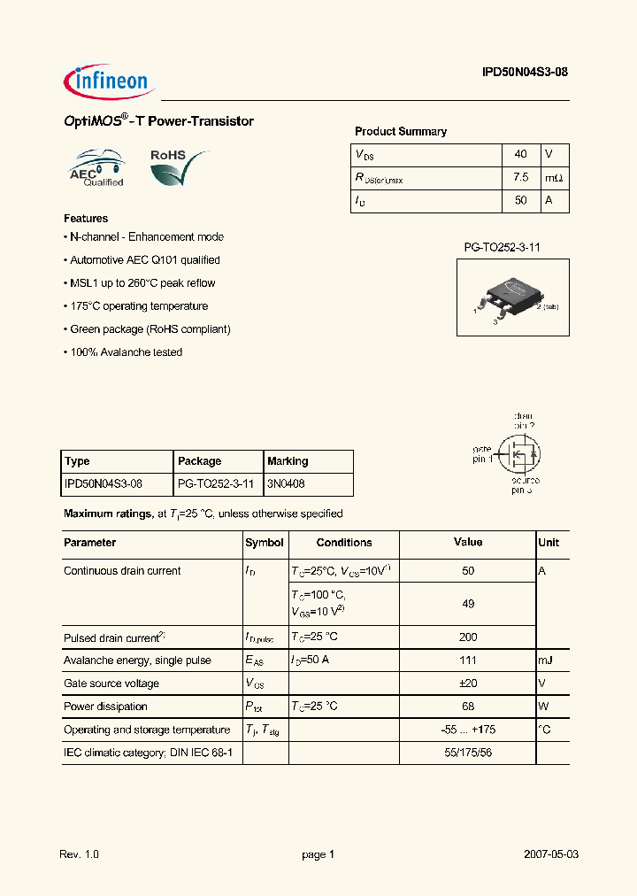 IPD50N04S3-08_4535518.PDF Datasheet