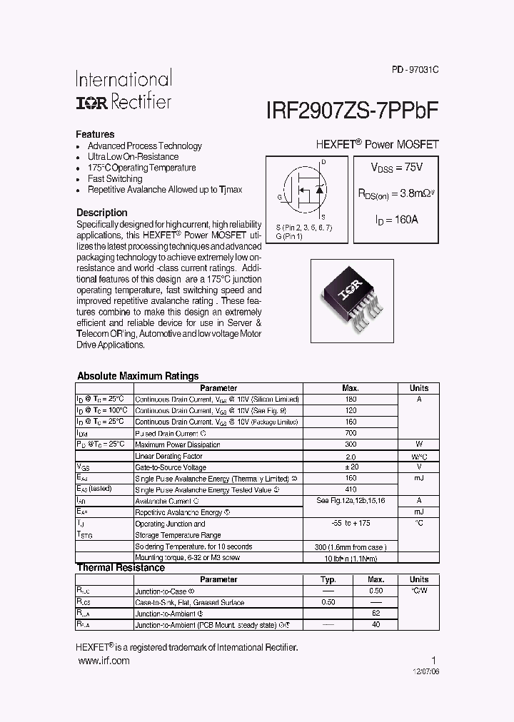 IRF2907ZS-7PPBF06_4197510.PDF Datasheet