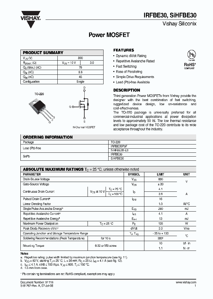 IRFBE30_4246864.PDF Datasheet