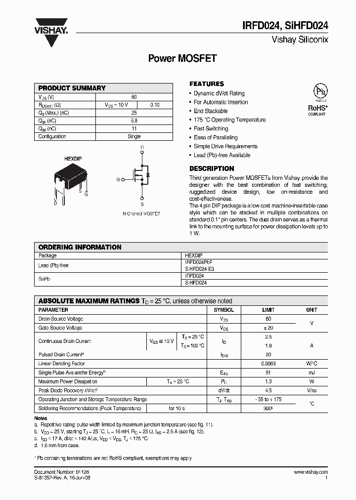 IRFD024_4254364.PDF Datasheet