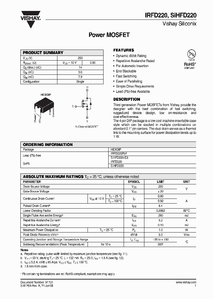 IRFD220_4249751.PDF Datasheet