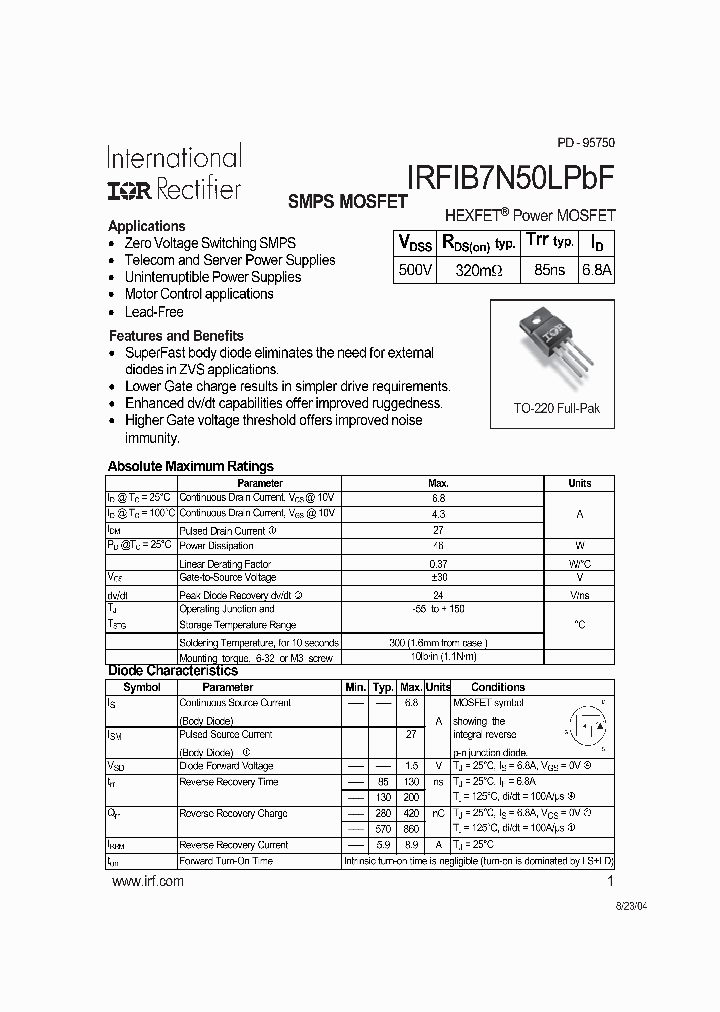 IRFIB7N50LPBF_4236106.PDF Datasheet