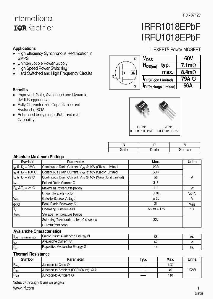 IRFU1018EPBF_4222760.PDF Datasheet