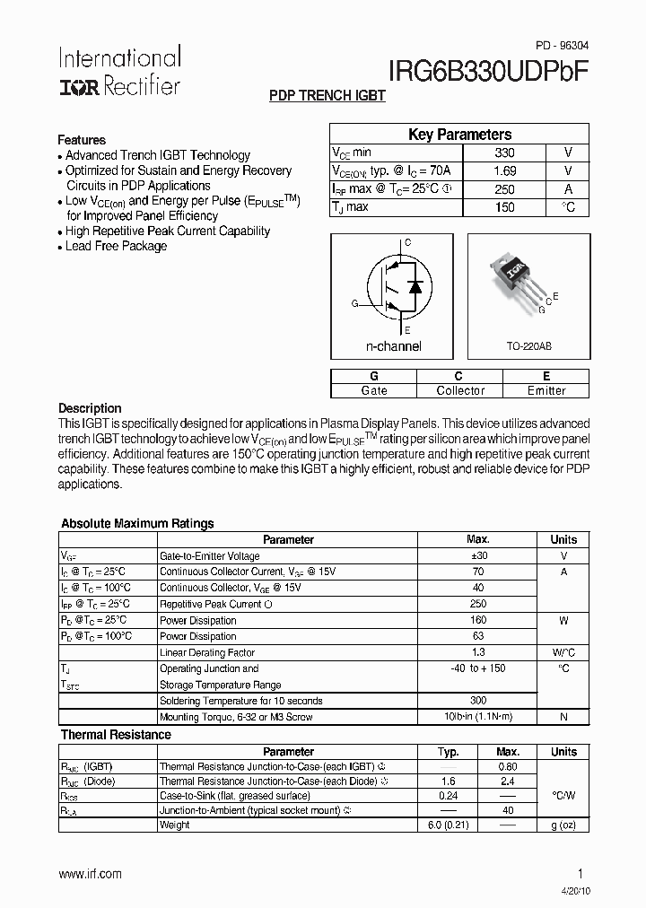 IRG6B330UDPBF_4914713.PDF Datasheet