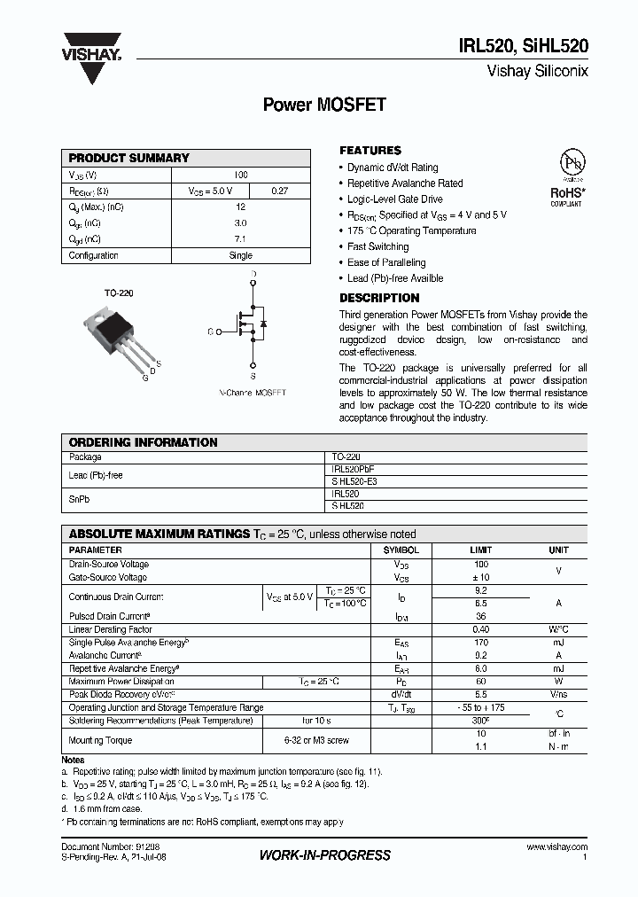 IRL520PBF_4318067.PDF Datasheet