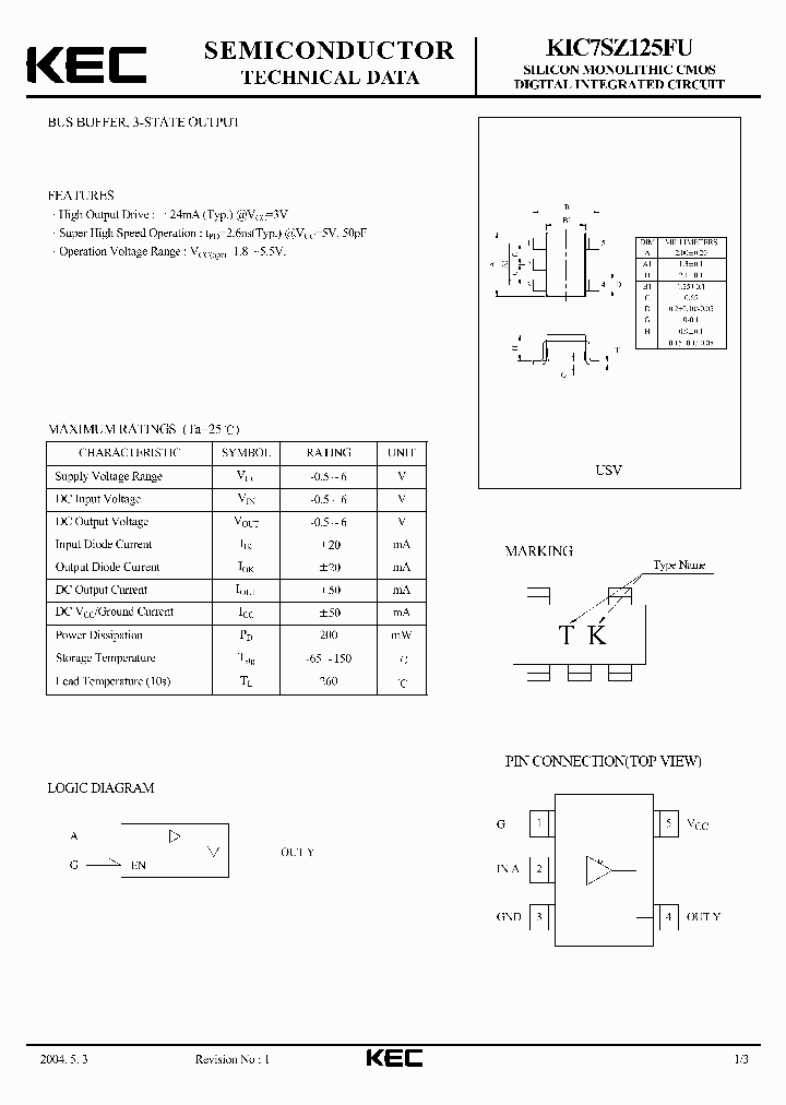 KIC7SZ125FU_4415299.PDF Datasheet