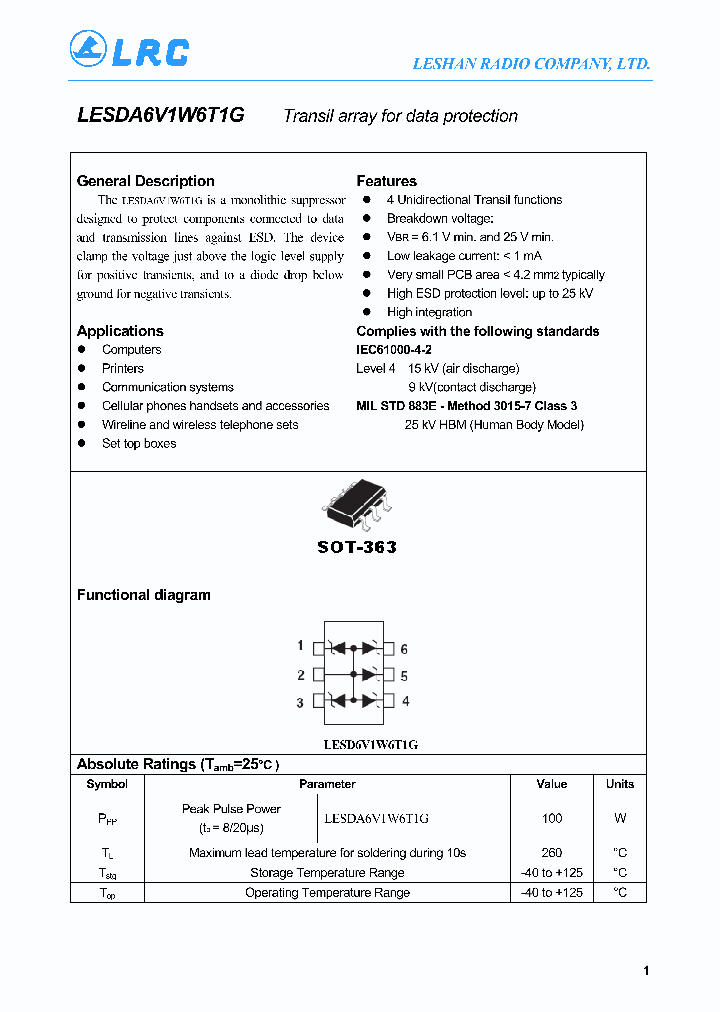 LESDA6V1W6T1G_4424274.PDF Datasheet