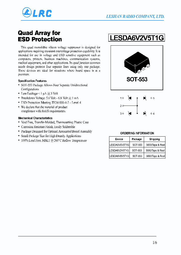 LESDA6V2V5T1G_4425032.PDF Datasheet