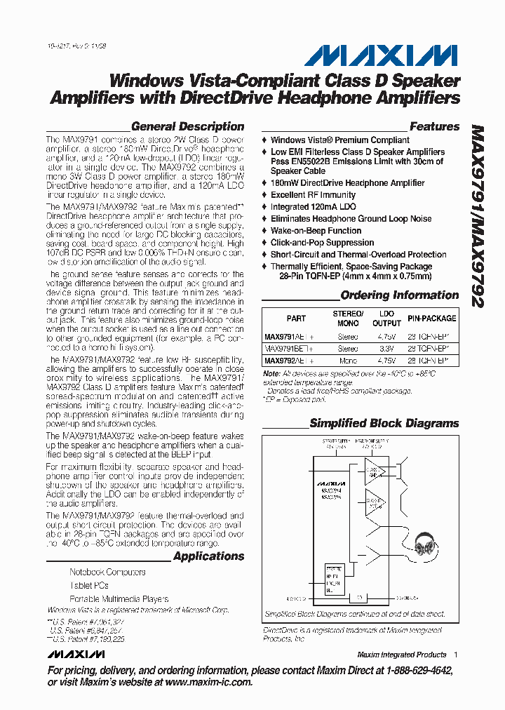 MAX9791_4279338.PDF Datasheet