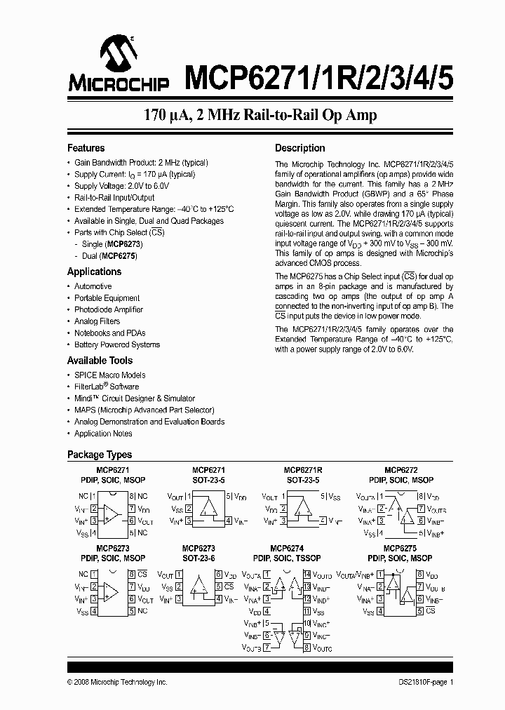 MCP6271T-ECH_4533191.PDF Datasheet