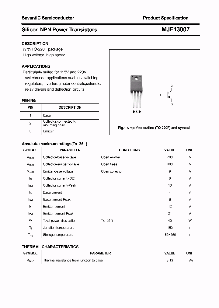 MJF13007_4381829.PDF Datasheet