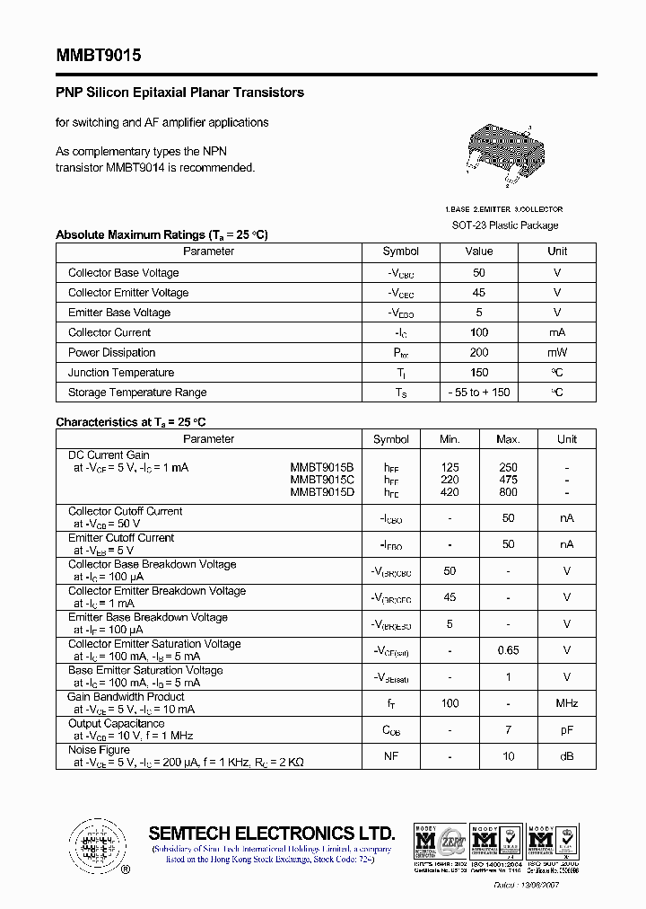 MMBT9015_4682839.PDF Datasheet