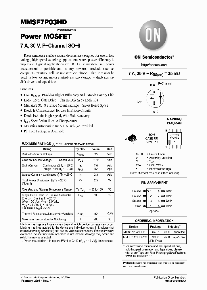 MMSF7P03HD_4670051.PDF Datasheet