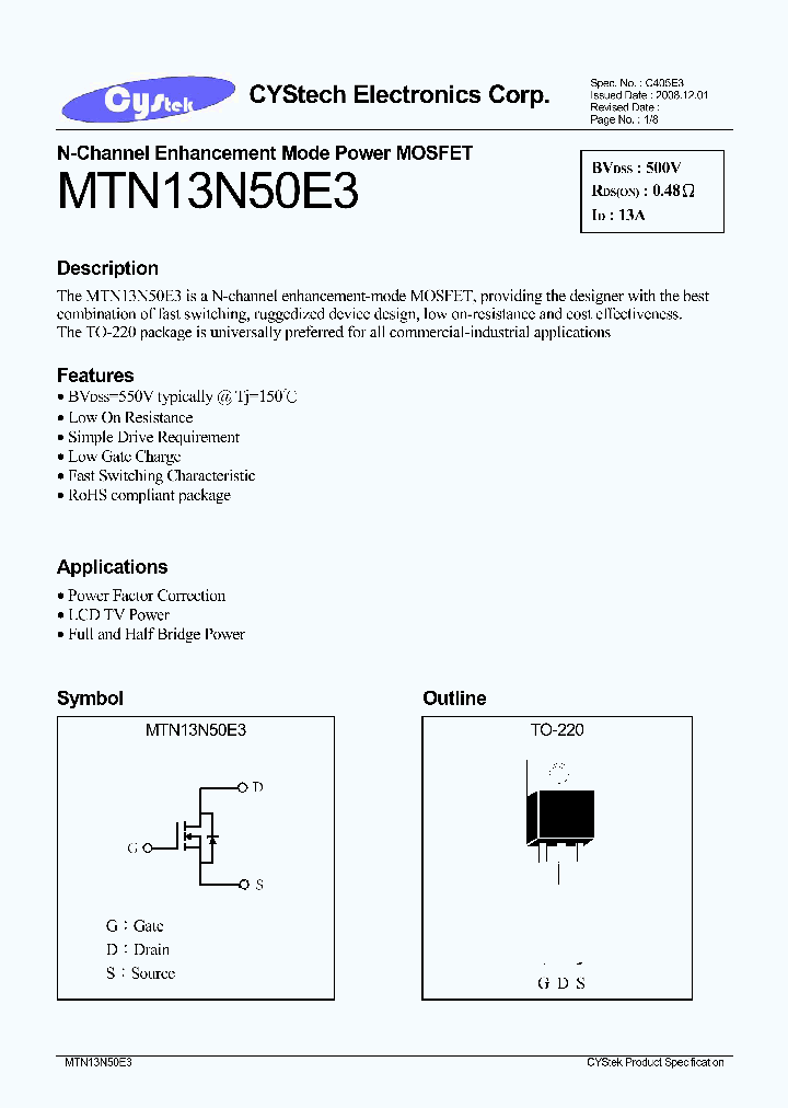 MTN13N50E3_4694455.PDF Datasheet