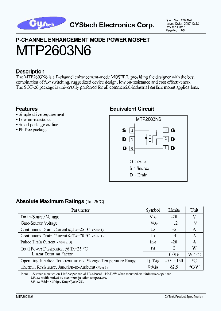 MTP2603N6_4588061.PDF Datasheet