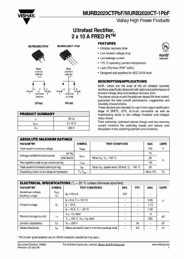 MURB2020CT-1PBF_4284512.PDF Datasheet