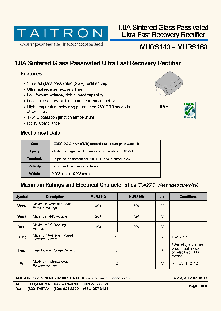 MURS160_4230683.PDF Datasheet