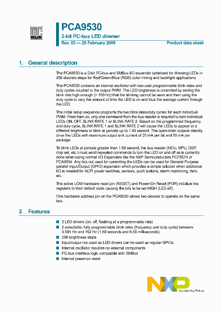 PCA9530_4848100.PDF Datasheet