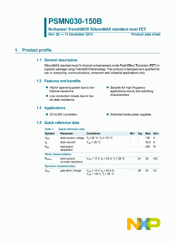 PSMN030-150B10_4918429.PDF Datasheet