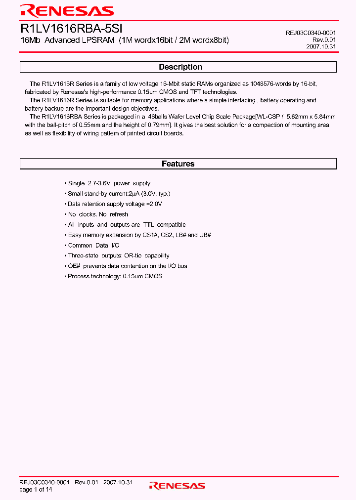 R1LV1616RBG-8SI_4250959.PDF Datasheet