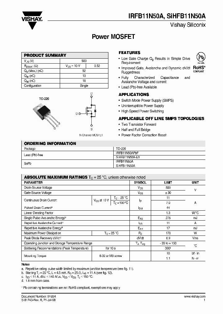 SIHFB11N50A_4690186.PDF Datasheet