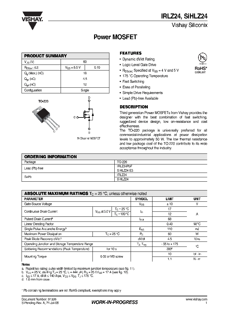 SIHLZ24-E3_4297337.PDF Datasheet